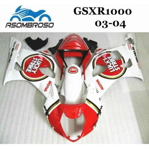 Cheap Motorcycle Fairing kits for Suzuki 2003 2004 GSXR1000 03 04 GSX R1000 K3 K4 red Lucky Strike ABS plastic Fairings parts