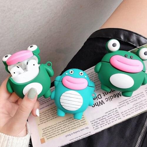 For Apple Airpods 1 2 3 Cute 3D Cartoon Ugly Frog Crocodile Alligator Wireless Earphone Protector Cover for AirPods Pro