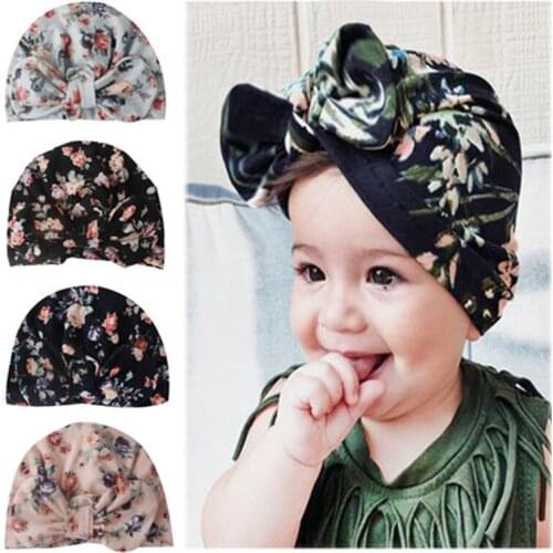Newborn Baby Boy Girl Baby Sun Hat Floral Bowknot Cap Toddler Turban Photo Props