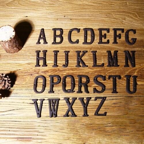 Retro Style Groceries Cast Iron Metal Creative DIY House Doorplate English Letter Symbol Door Decoration Home Decor