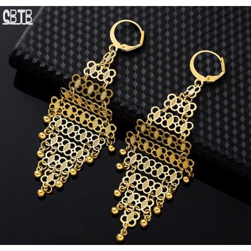 Ethiopian Womens Gold Fashion Luxury Pendant Earrings Muslim Islamic Middle East Banquet Wedding Party Jewelry Gifts Wholesale