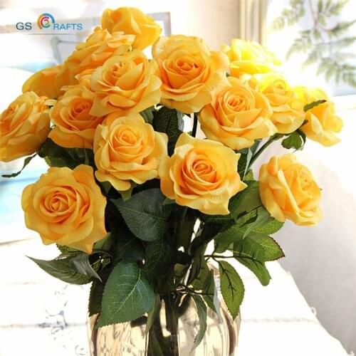 GSCRAFTS (5pcs/Lot) 43cm Fresh rose Artificial Flowers Real Touch rose Flowers, Home decorations for Wedding Party or Birthday