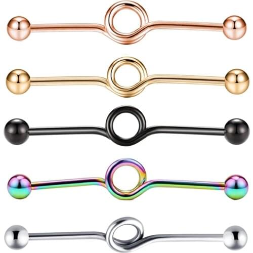 JUNLOWPY 14g Industrial Barbell Surgical Steel Cartilage Earrings CZ Industrial Earring Crystal Ferido Industrail Piercing 1 1/2