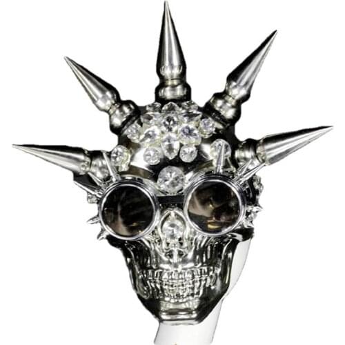 Carnaval rave masks Halloween festival accessories silver rivet skull mask