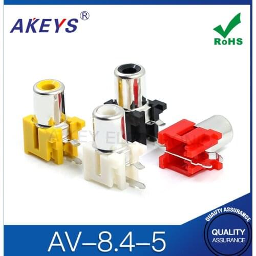 20PCS AV-8.4-5 PCB Mount 2P 1 RCA Female Socket AV Concentric Connector RED