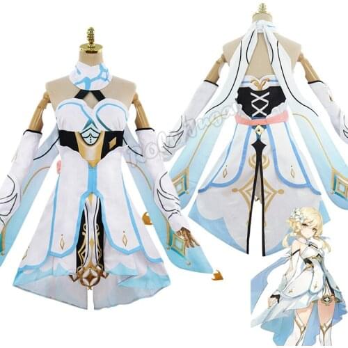 Genshin Impact Traveler Lumine Costume Hotaru Game Suit Noble Lolita Dresses Uniform Cosplay Costume Halloween Outfit Women