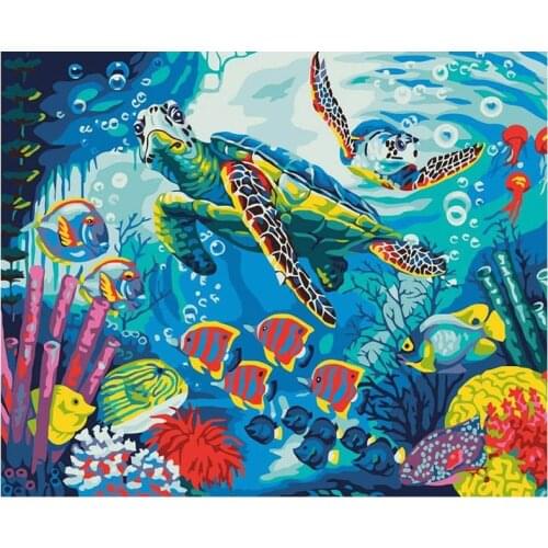 Painting By Numbers Seabed Oil Pictures For Living Room DIY Kits Drawing HandPainted Acrylic Paint Coloring By Number Decor Art