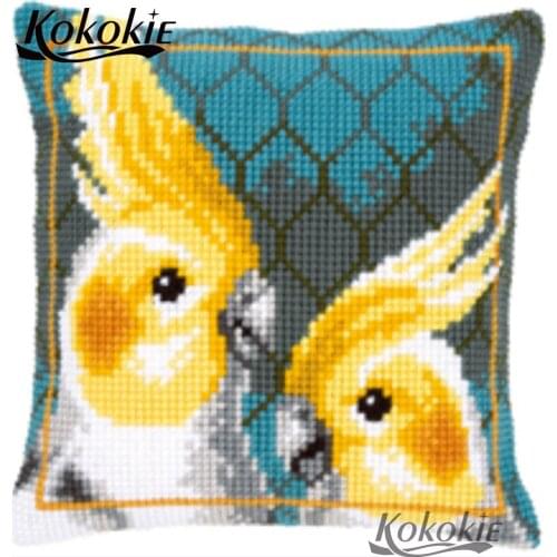 Diy rug carpet kits cartoon parrot pillowcase cotton thread throw pillow Counted cross stitch kits embroidery needlework sets