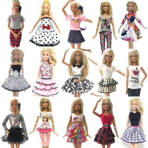 NK 10 Set/Lot Mix Style Newest Doll Dress Beautiful Party Clothes Top Fashion Dress For Barbie Doll Girls' Gift Baby Toys DZ