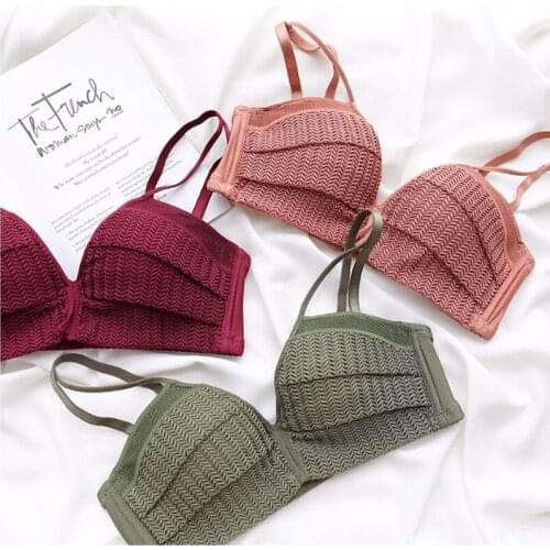 Autumn and winter sexy seamless no steel ring small breasts gathered up womens bra set