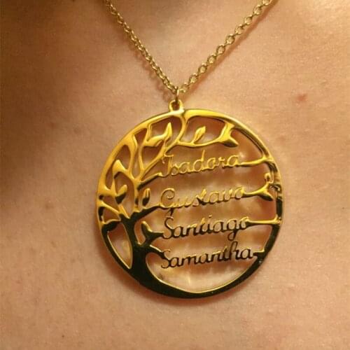 Custom Name Necklace Tree Golden Family Tree Women Letter Necklace Stainless Steel Jewelry Personalized Couple Gifts