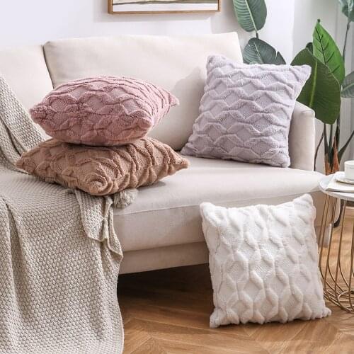 INS Solid Color Double-sided 45*45cm Plush Cushion Cover Pillow Covers Pillowcase Sofa Cushions Pillow Cases 0661