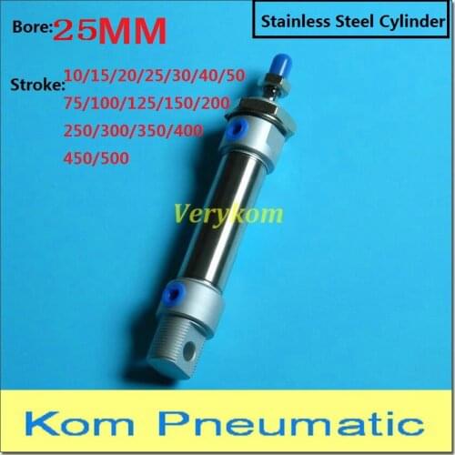 Pneumatic Stainless Steel Bore 25MM Stroke 100MM ~ 500MM MA Mini Cylinder Double Acting Magnet Air Actuator MA25X150-S MA25*100S