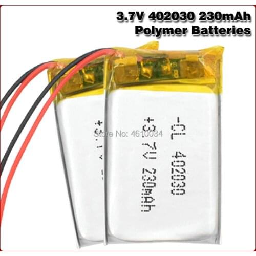 Polymer Lithium 3.7v 402030 230mAh Rechargeable Battery Replacement Bluetooth Earphone PDA POS Gamepads Batteries