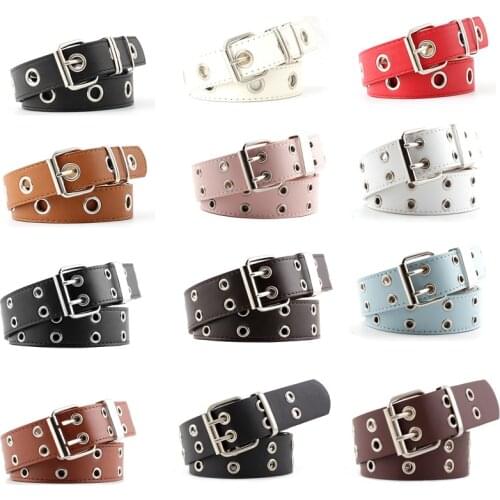 Unisex Fashion Punk Chain Belt Adjustable Multicolor Double/Single Metal Buckle Shorts Jeans Leather Waistband