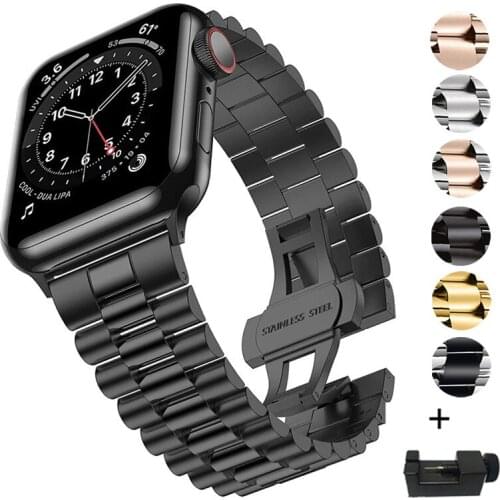 New Metal Strap for Apple Watch Band 6 5 4 SE 44mm 40mm Stainless Steel Bracelet Wristband for iwatch band 3 38mm 42mm Watchband