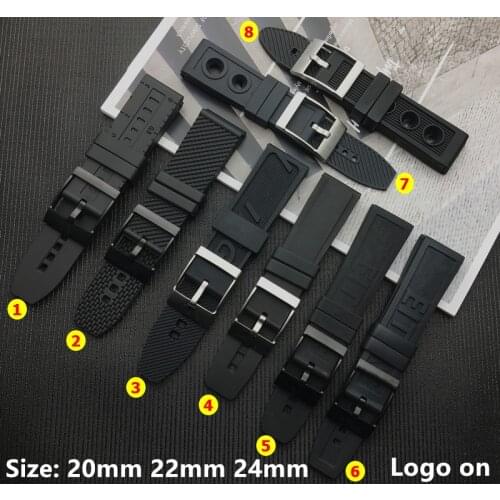 Luxury Brand Soft Rubber silicone Watch band 20mm 22mm 24mm Black bird Watchband Bracelet For navitimer/avenger/Breitling strap