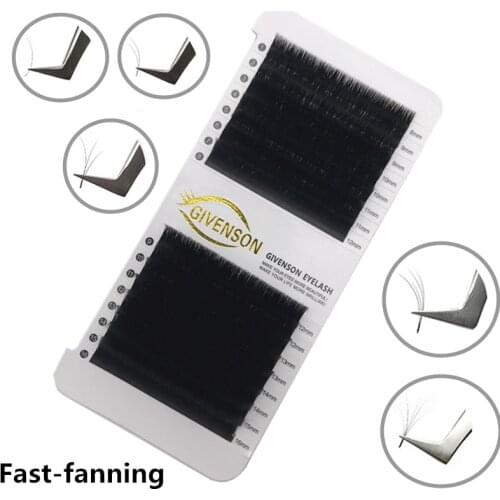 GIVENSON 0.05Mix Easy Fan Lashes Bloom Eyelash Extension Auto Flowering Rapid Blooming Fans Lashes Fast Delivery Fanning Lash