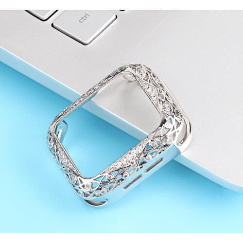 Carved Metal Watch Case for Apple Watch SE 6 5 4 40mm 44mm Luxury Diamond Watch Protector Cover for IWatch Series 42mm 38mm