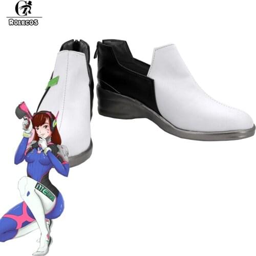 ROLECOS Over Game Character D.VA Cosplay Costumes Shoes DVA Cosplay Shoes Women Game Cosplay White Shoes