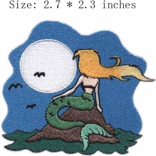 Mermaid 2.7"wide embroidery patch fieltro manualidades/wild goose/ocean