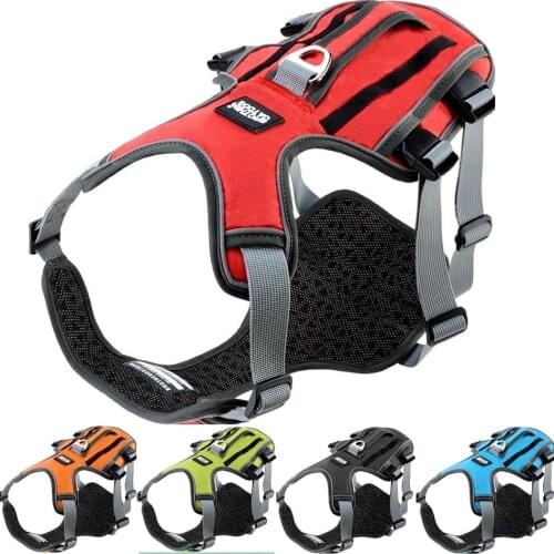 Pet Dog Harness For Big Large Dogs Training Vest Adjustable Strong Outdoor Reflective Harness Service Dog Supplies Leash Collar