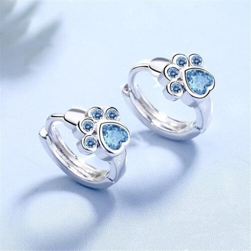 SHQIYAYI 925 Sterling Silver Blue CZ Crystal Zirconia Hoop Earrings Small Cute Women Korean Fashion Jewelry Gifts 530