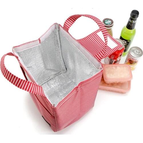 New Simple Lunch Bag Stripe Waterproof Student Lunch Box Office School Tote Bags Picnic Cooler Bags Men Women Storage Food Bag