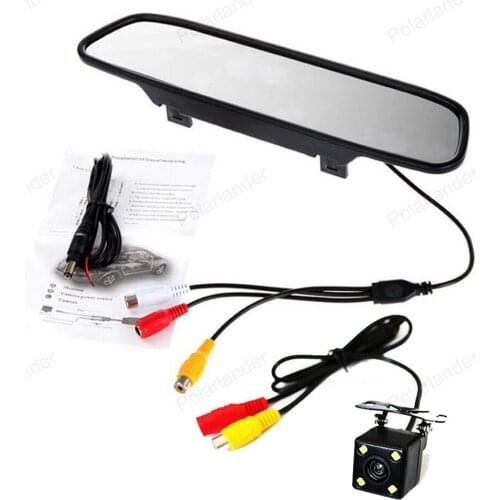 TFT LCD 2 video input Car Mirror Monitor 800*480 5 inch screen+CCD night vision 4 LED Rear View Camera