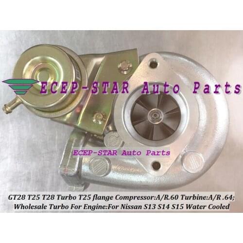 Free Ship T25 T28 T25T28 T25/28 Turbo TurboCharger For NISSAN S13 S14 S15 SR20DET Comp A/R .60 Turbine AR .64 T25 Flange Water C