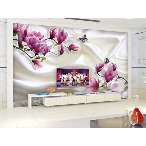 Home Decoration 3d bathroom wallpaper Magnolia silk reflection 3D TV backdrop modern living room wallpapers