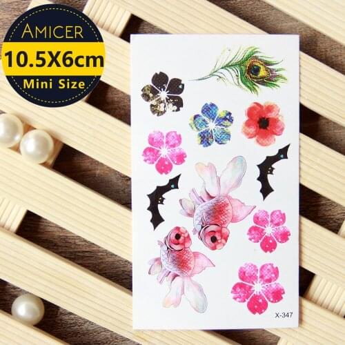 Goldfish cherry feathers Waterproof Temporary Tattoos sticker tattoo Water Transfer fake flash for men women girl