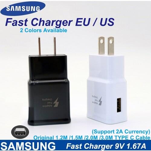 Samsung 9V1.67A Fast Charger EU/US For S10 S9 Plus Fast Charger Travel Adapter 1.2M Type C Cable For Samsung Note 10 9 8 A50 A70