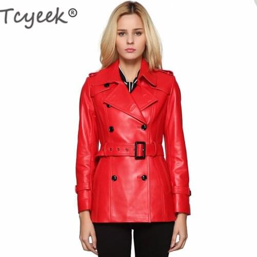 Tcyeek Genuine Leather Montone Jacket Women Short Slim Fit 100% Real Natural Sheepskin Coat Female Vintage Outwear Hiver 17A1572