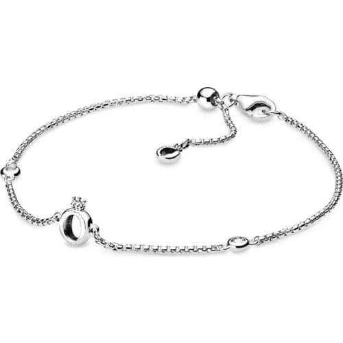 925 Sterling Silver Original Sparkling Crown O Europe pan Bracelet Fit Women Bead Charm Bangle Gift DIY Jewelry