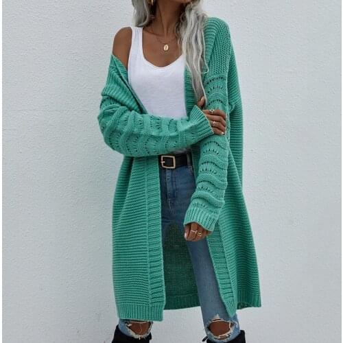 Women Autumn Winter Long Cardigan Fashion Drop Sleeve Solid Knitted Coats Female Casual Loose Jackets Elegant Office OL Cardigan