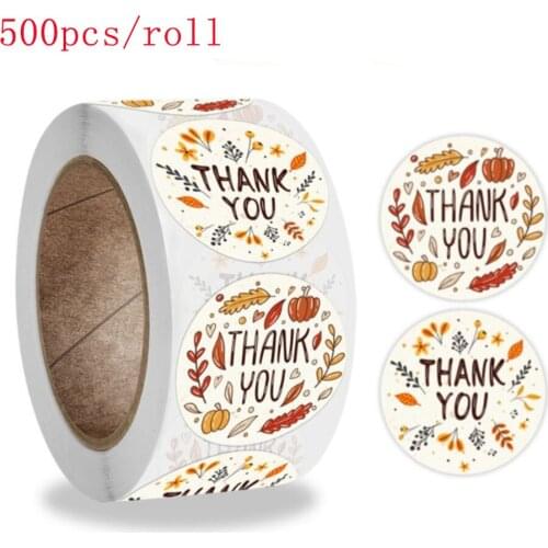 100/200/500PCS Thanks Giving Festival Roll Stickers Thank You Sealing Labels For Baking Homemade Gift DIY Packing Thank You