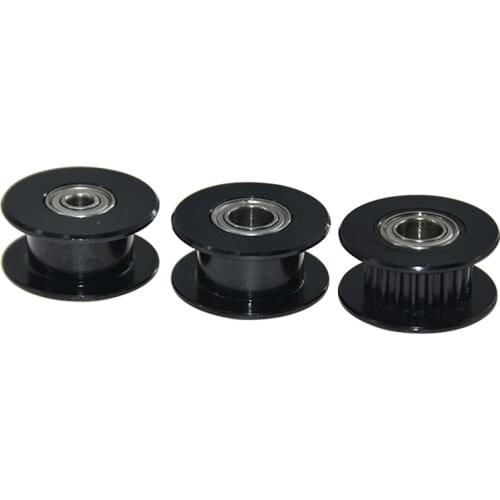 20pcs Black GT2 Idler Pulley For 3D Printer Parts Aluminum 20 Teeth 2GT Timing Pulleys Bore 5mm 3mm