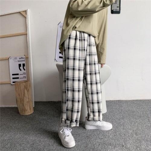2021 Mens Streetwear Fashion Trend Trousers Baggy Cargo Casual Pants Lattice Printing High-quality Jogger Sweatpants S-2XL