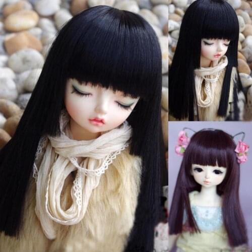 24 color BJD SD1/3 1/4 1/6 1/8 1/12 doll wig high temperature fiber hair Qi Liuhai a knife flat straight hair doll wig