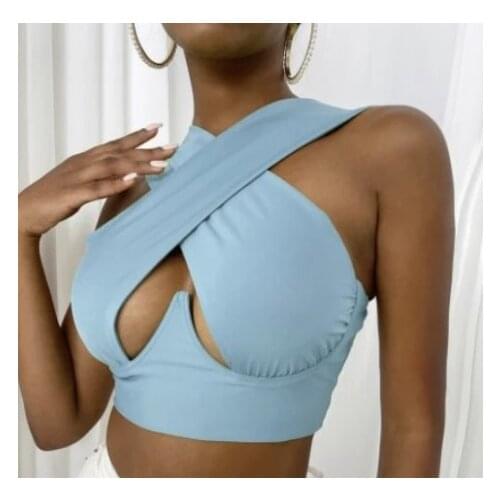 Adogirl Hollow Out Halter Top Shaping Corset Tank Women Sexy Backless Vest Slim T-shirt Fashion Clothing 2021 Matching Shirt