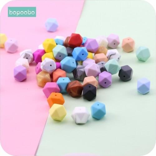 Bopoobo Baby Nursing Teether Silicone Octagonal Beads 17mm 10pc Can Chew Pram Toy DIY Jewelry Nursing Accessories Baby Teether