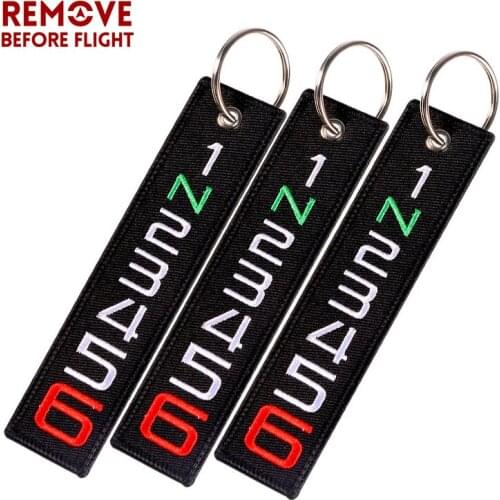 Wholesale 3 PCS/LOT Fashion 6 5 4 3 2 N 1 Launch Key Chain Stall Tag Cool Embroidery Customized Keychain for Motorcycle and Car