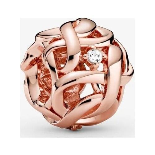 Authentic 925 Sterling Silver Openwork Woven Infinity Charm Beads Fit Original Bracelet DIY Jewelry Making Wholesale