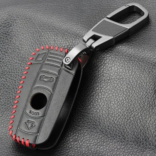 3 Button Genuine Leather Car Remote Key Fob Shell Cover Case For BMW 1 3 5 6 7 SERIES E90 E92 E93 Skin Holder Protector