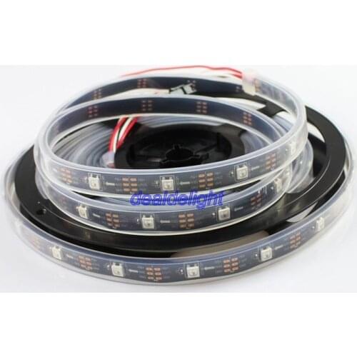 Black PCB 16.4ft 5M WS2812B Digital led strip 30 led/m 150led IP67 Tube Waterproof Individually Addressable DC5V Free shipping