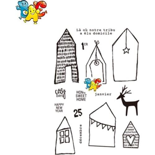 House Transparent Clear Stamps for DIY Scrapbooking/Card Making/Kids Christmas Fun Decoration Supplies and die