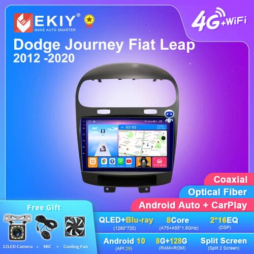EKIY Android 10 Car Radio For Dodge Journey Fiat Leap 2012-2020 Car Multimedia Player GPS Navigation 6+128 DSP Audio Stereo DVD