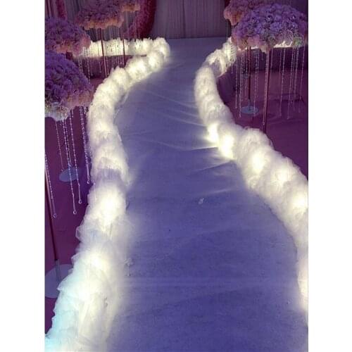 Elegant White Wedding Decoration Snow Yarn String Party Aisle Runner Edge Decor Road Cited 10 Meters Long Free Shipping