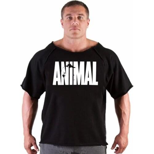 ANIMAL New Men Short Sleeve Cotton t-shirt Summer Casual Fashion Gym Fitness Bodybuilding T shirt Male Loose Tees Tops Clothing